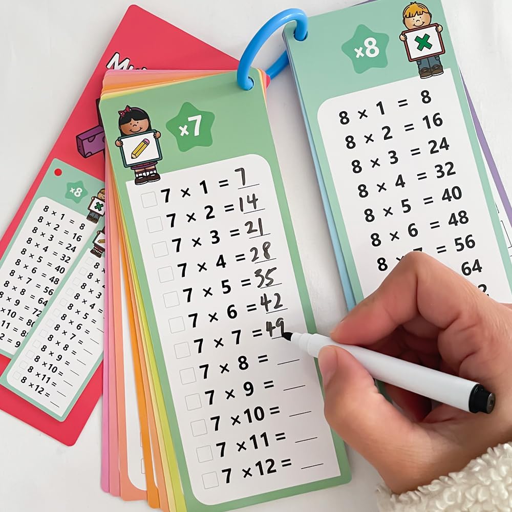 Lachilly multiplication flashcards front view for self-checking practice.