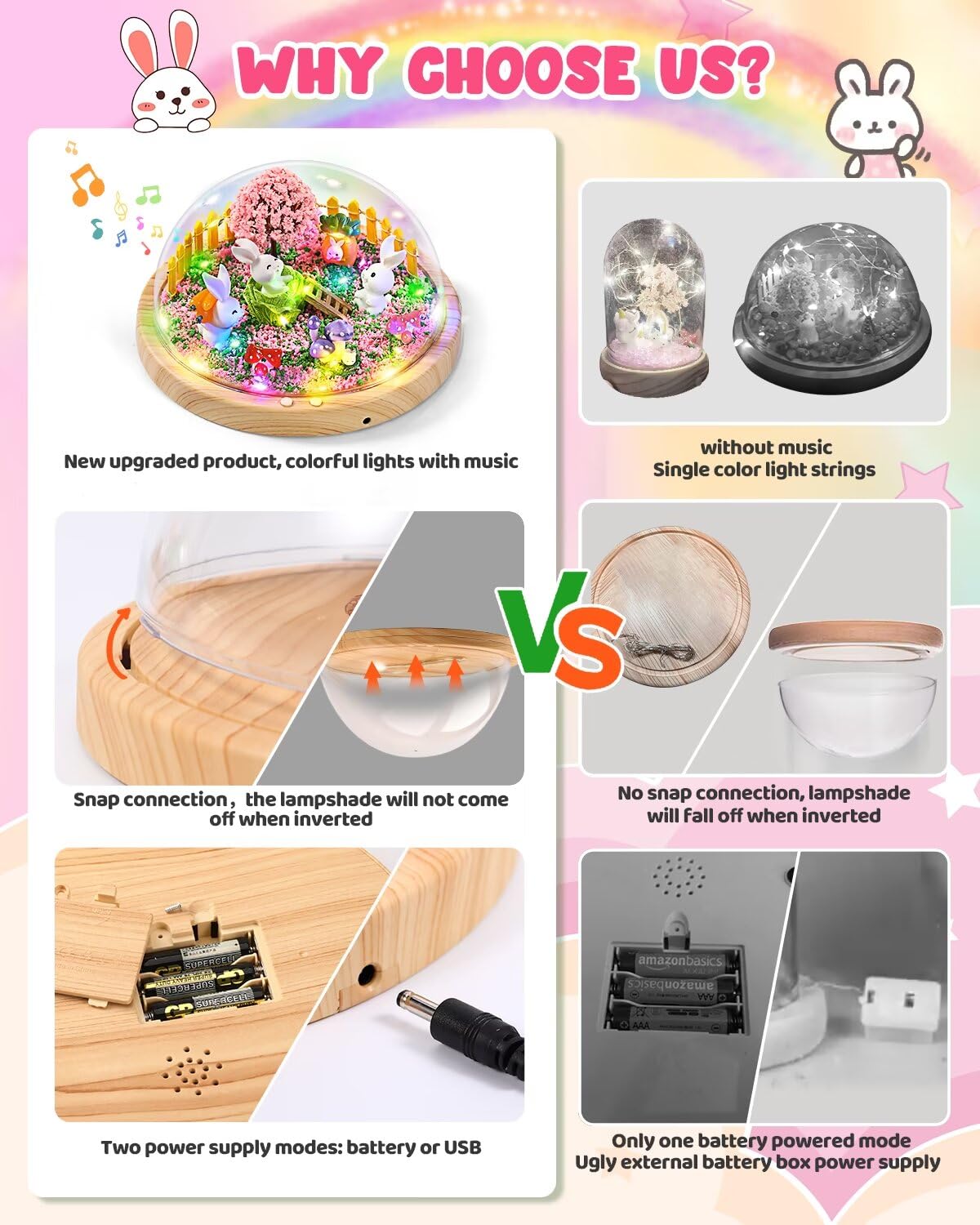 Laclun bunny night light assembly with step-by-step images for guided building.