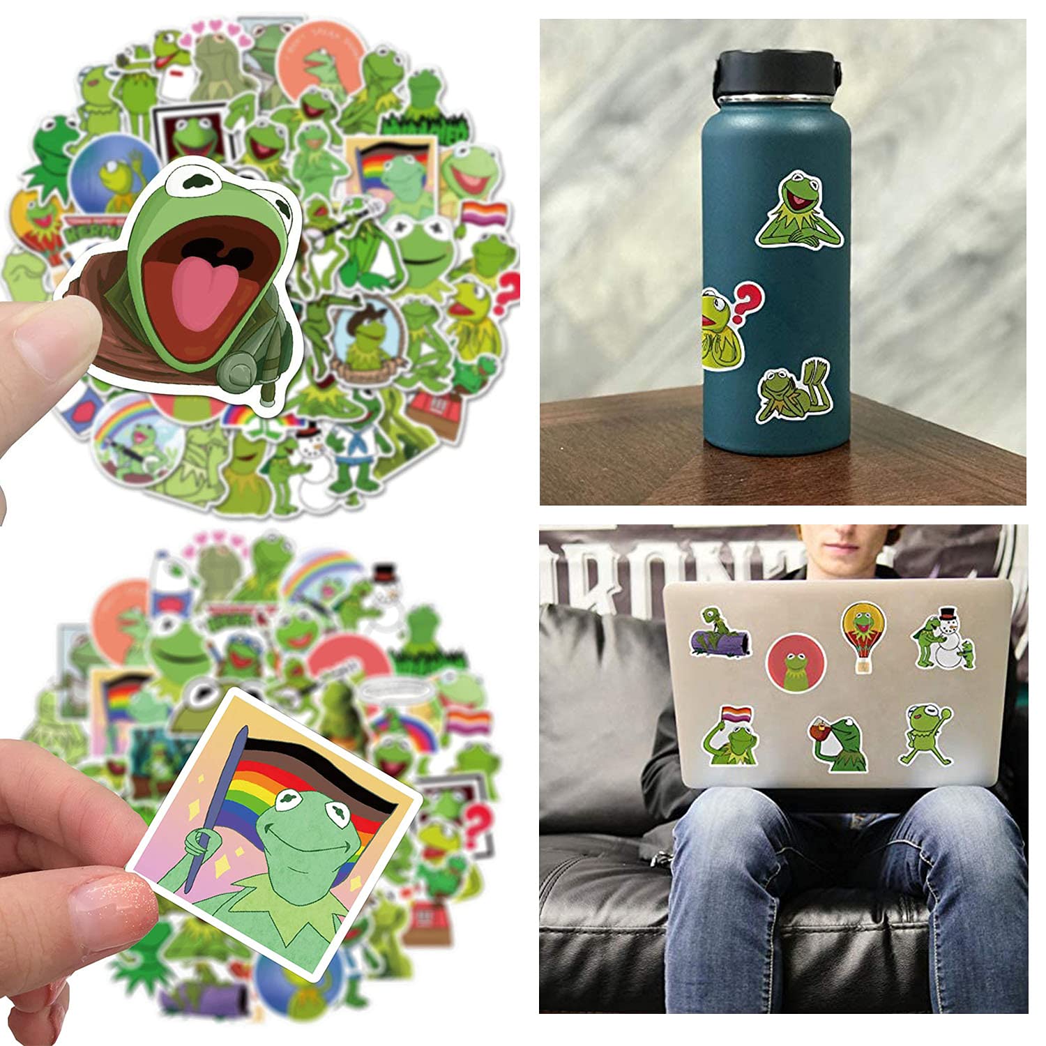 Product packaging showing Lacroky Kermit hand puppet and stickers