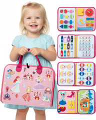 LADFAR Busy Board with 8 pages and zippers for fine motor practice