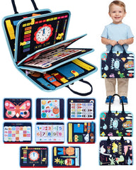 LADFAR Busy Board with 8 pages engages toddlers in hands-on play for fine motor growth.