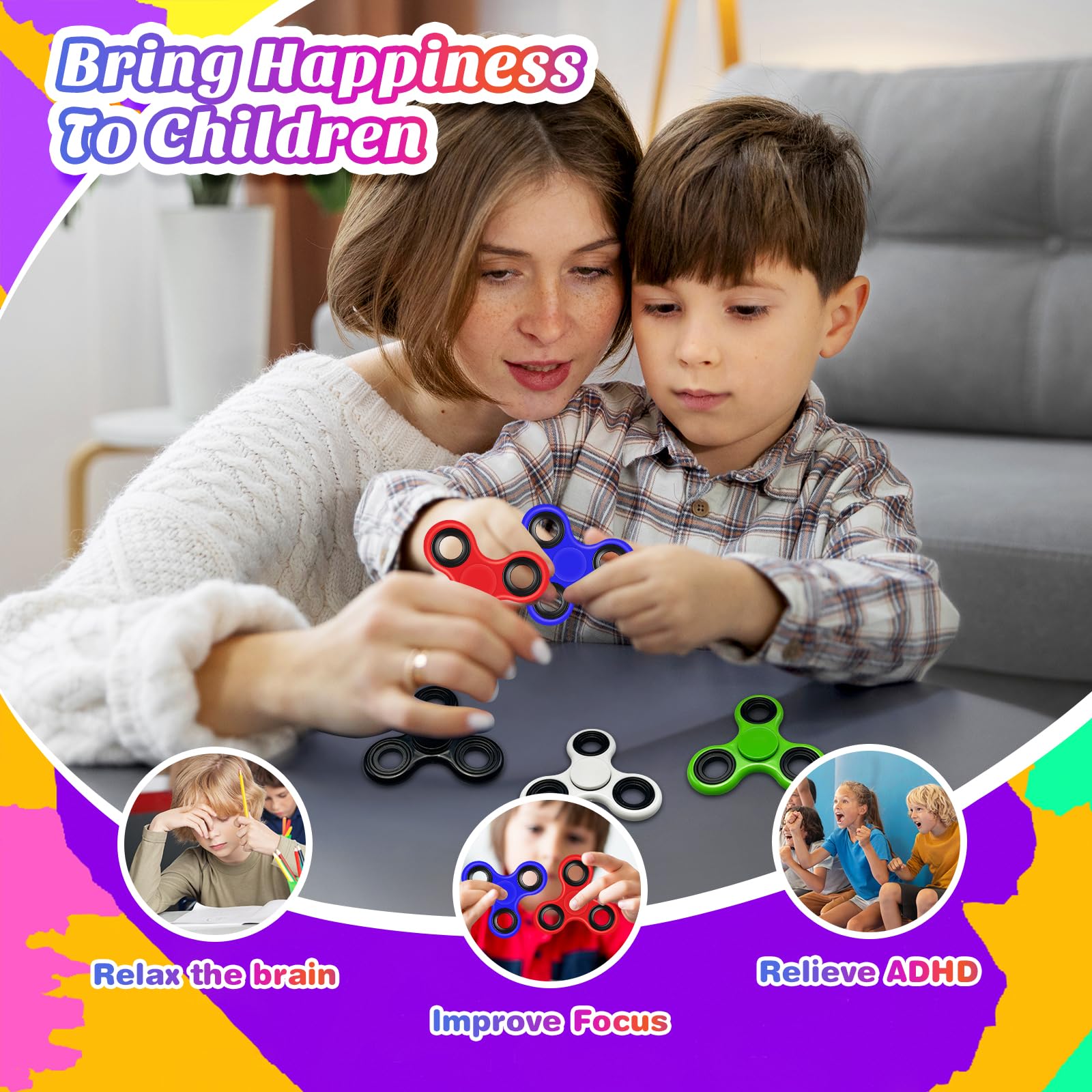 LADOWEIR white spinner on desk illustrating portable sensory toy