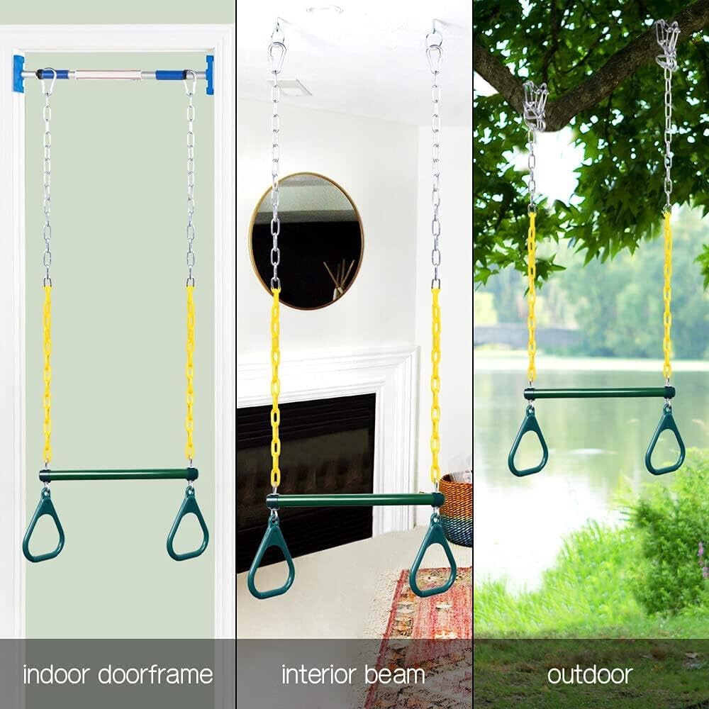 LadyRosian trapeze bar and rings set supports dual-function play