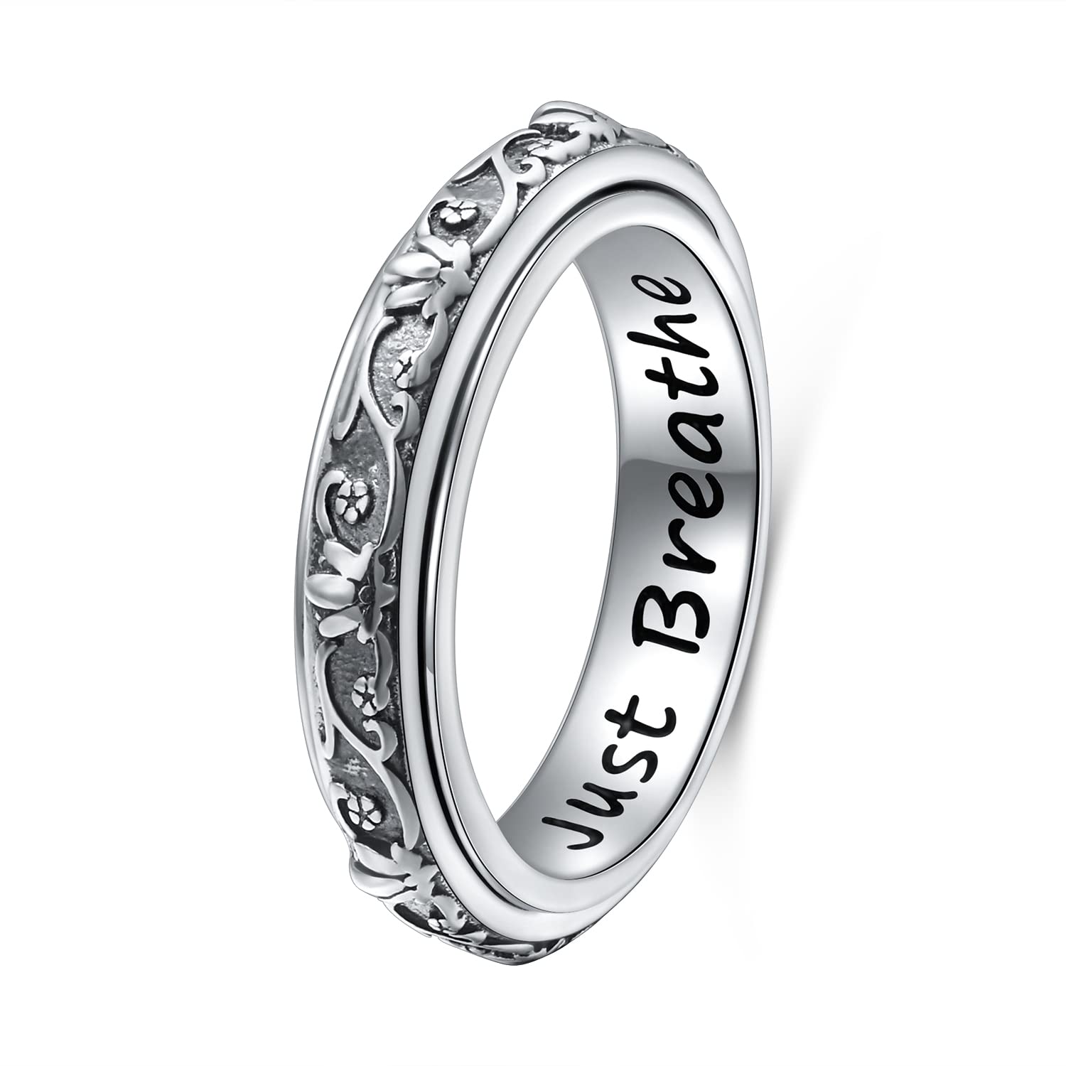 Ladytree spinner ring with lotus flower, offering subtle stress relief on the go.