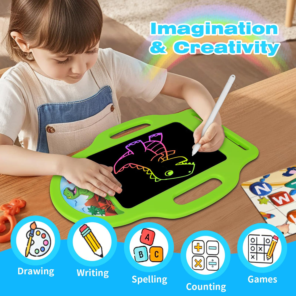 LAEBUILD dinosaur pad close-up of stylus and eraser button for easy clearing