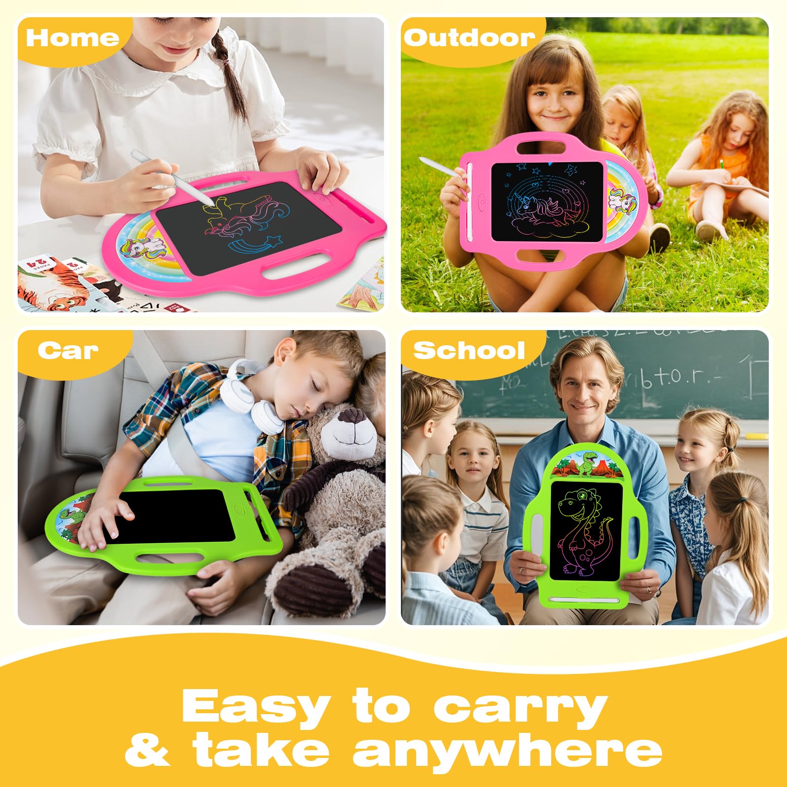 LAEBUILD LCD writing tablet compact and portable for on-the-go fun.