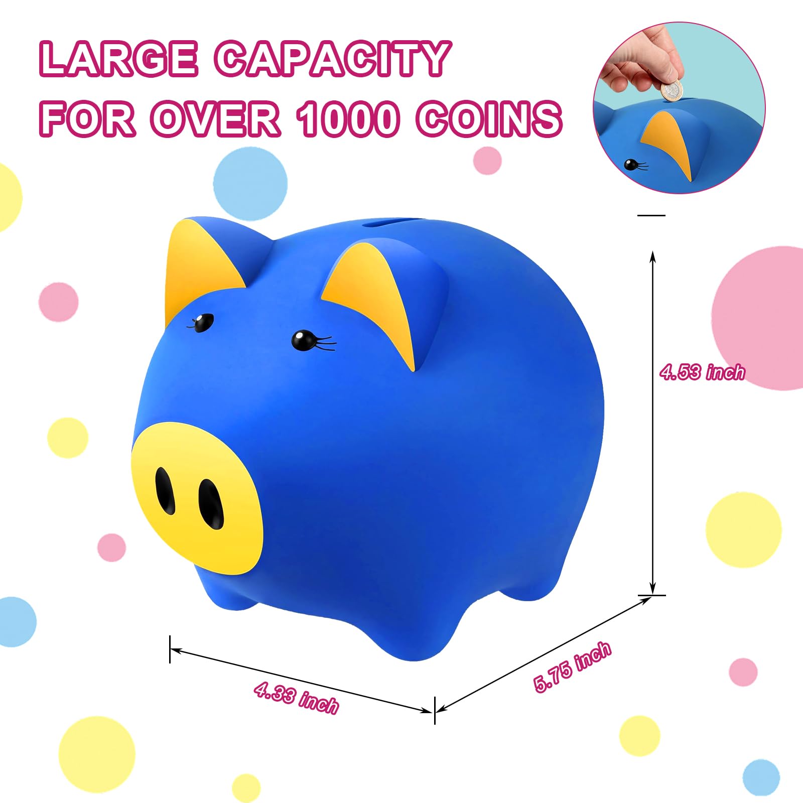 Laebuild Magic Piggy Bank unbreakable shell emphasizes kid-friendly durability.