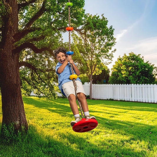LÆGENDARY disk swing closeup handle highlights soft, grippable surface for safe play