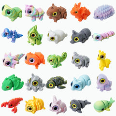 Laehovr 25PC mini animals with shining eyes for desk display and tactile focus.
