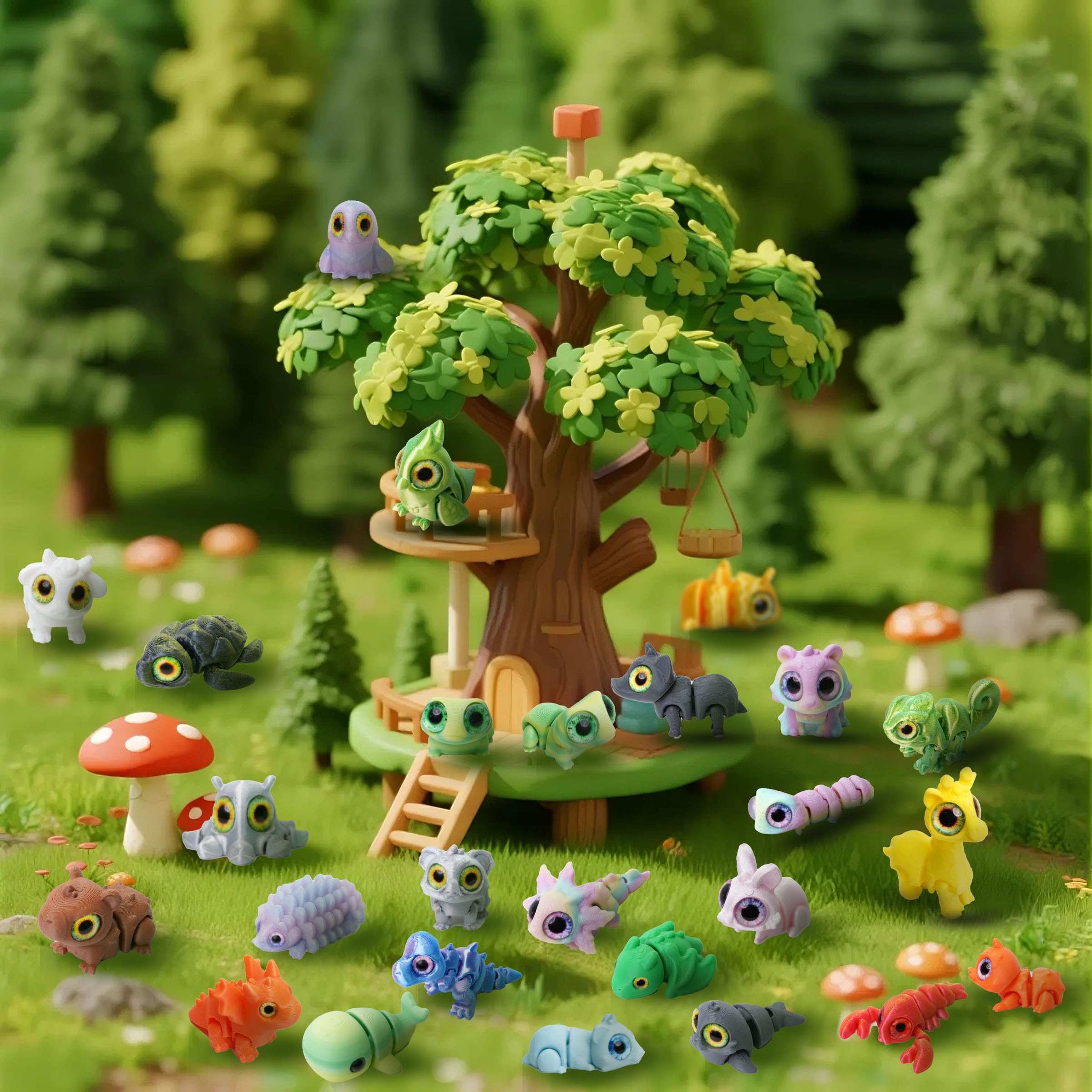 Laehovr articulated desk pets collection with poseable figures.