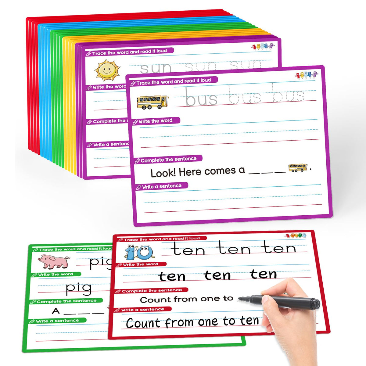 Laffunz CVC word games tracing page for early readers and word formation