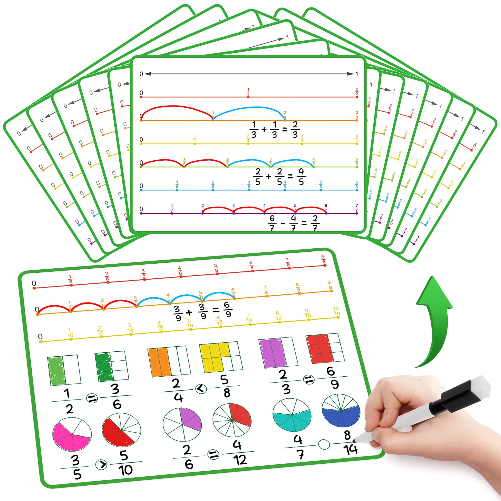Laffunz fraction manipulatives flash cards for visual fraction learning in classrooms