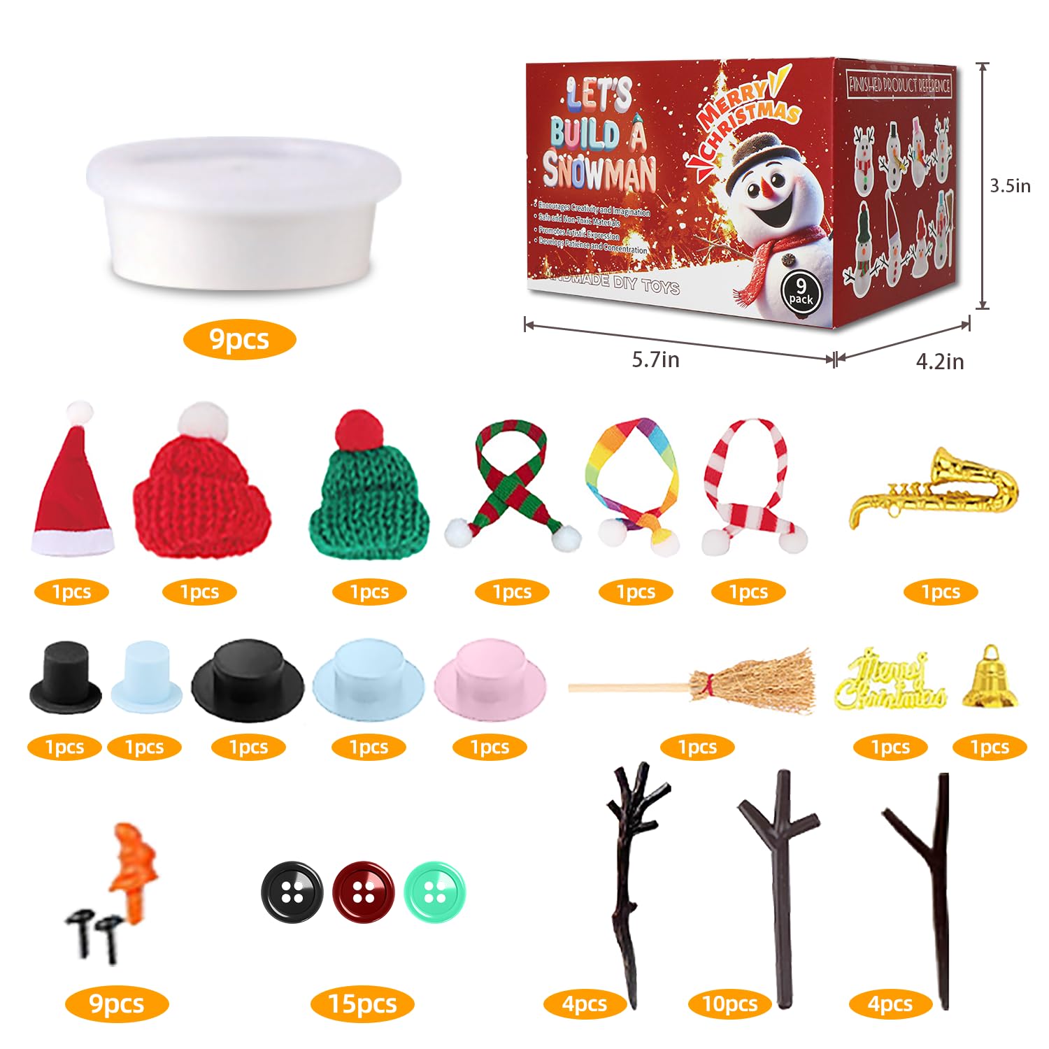 LAHAND snowman clay kit showing soft material perfect for harmless molding.