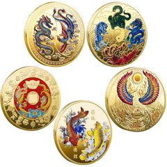LAIAMER 5-pcs Chinese lucky coins with protective case for elegant display