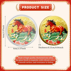 LAIAMER horse coin reverse blessings showing traditional motifs for good fortune.