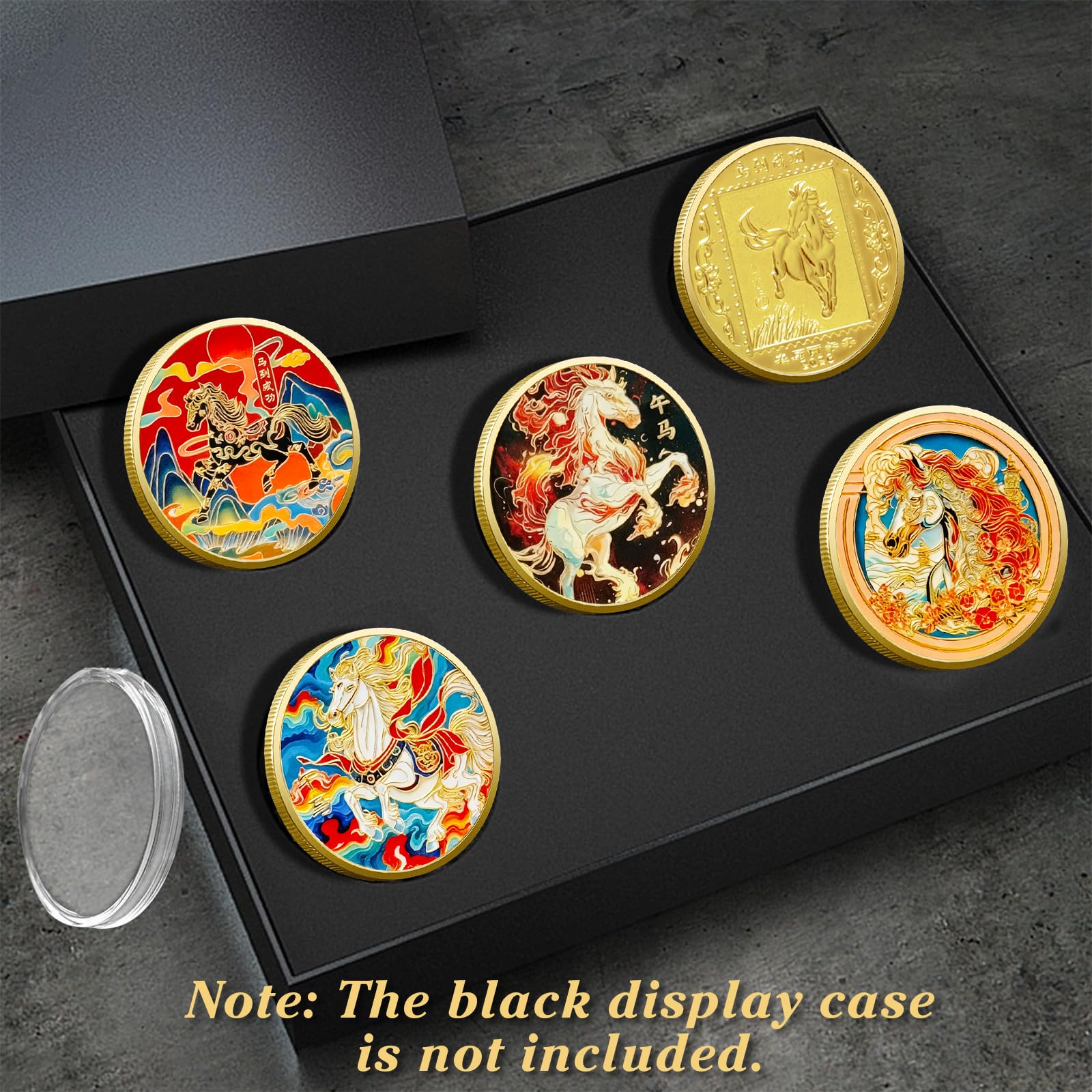 LAIAMER Year of the Horse coin back shows blessings motifs for auspicious gifting.