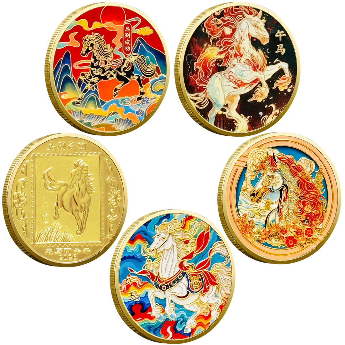 LAIAMER Year of the Horse coin front design with lifelike engraving for display.