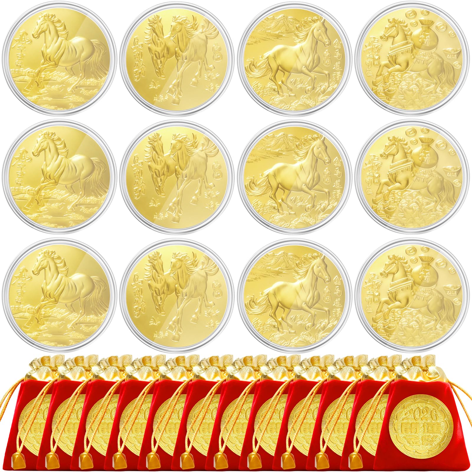 LAIAMER 12-year horse coin set with protective case for collection and gifting