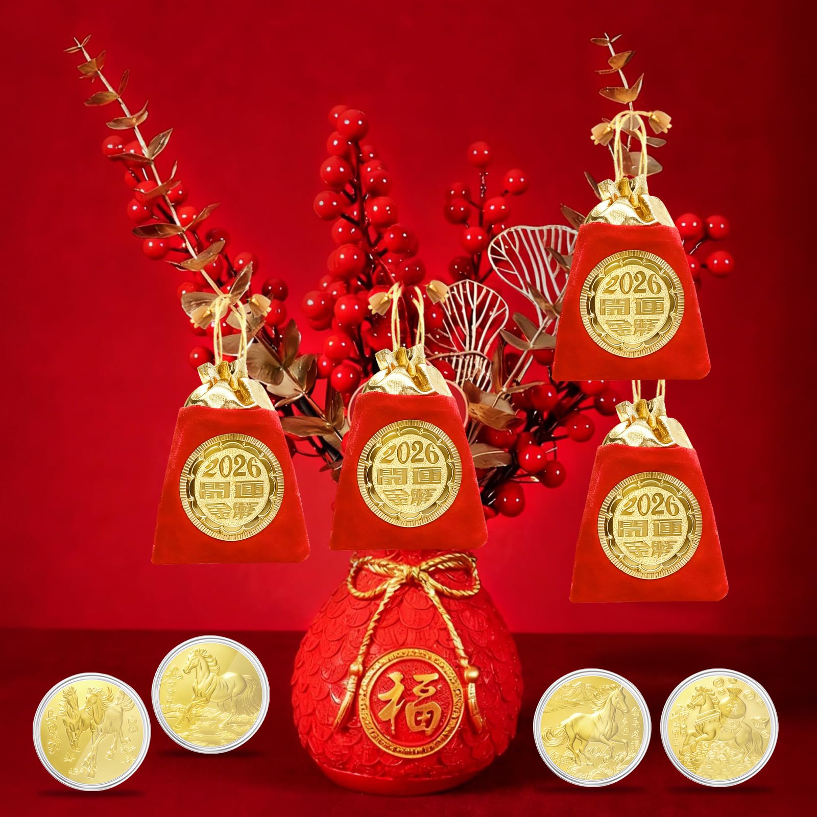 LAIAMER double-sided design features horse motif and traditional blessings