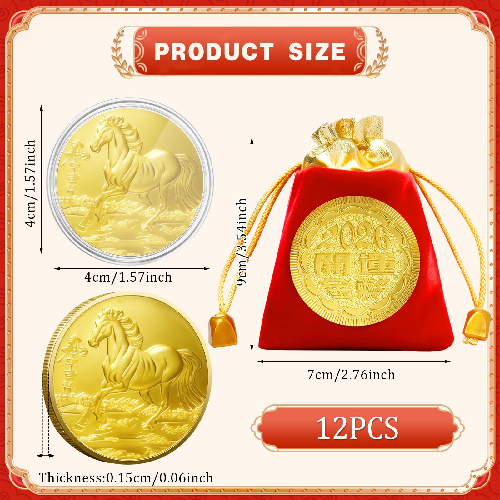 LAIAMER red drawstring bags bundle for Lunar New Year gifts