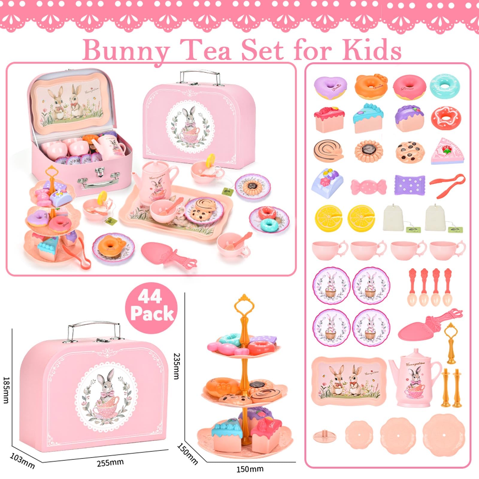 Lajeje Bunny Tea Set plates designed for tiny diners during pretend meals