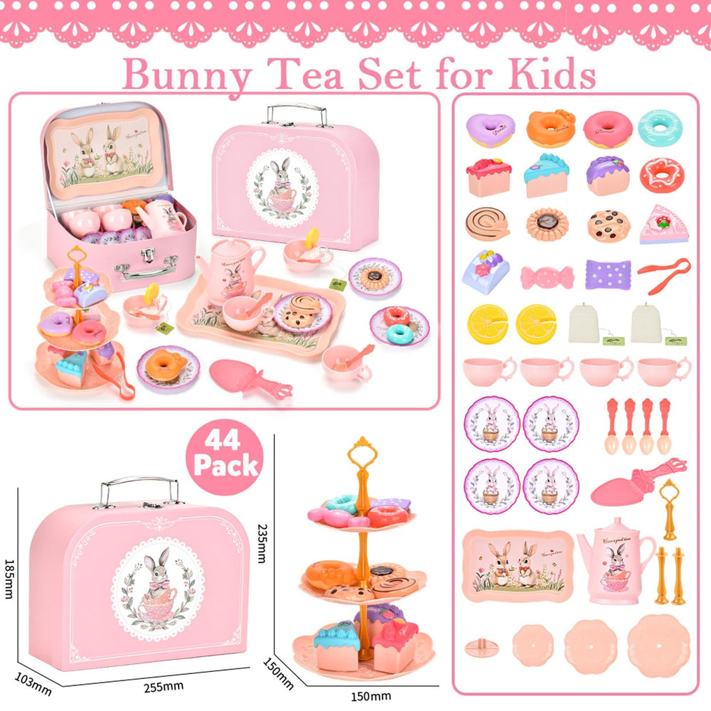 Lajeje Bunny Tea Set plates designed for tiny diners during pretend meals