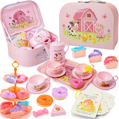 Lajeje Pink Barn Tea Pot for pretend tea parties and imaginative play.