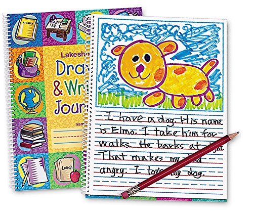 Lakeshore Draw & Write Journal cover open for kids' drawing and writing.