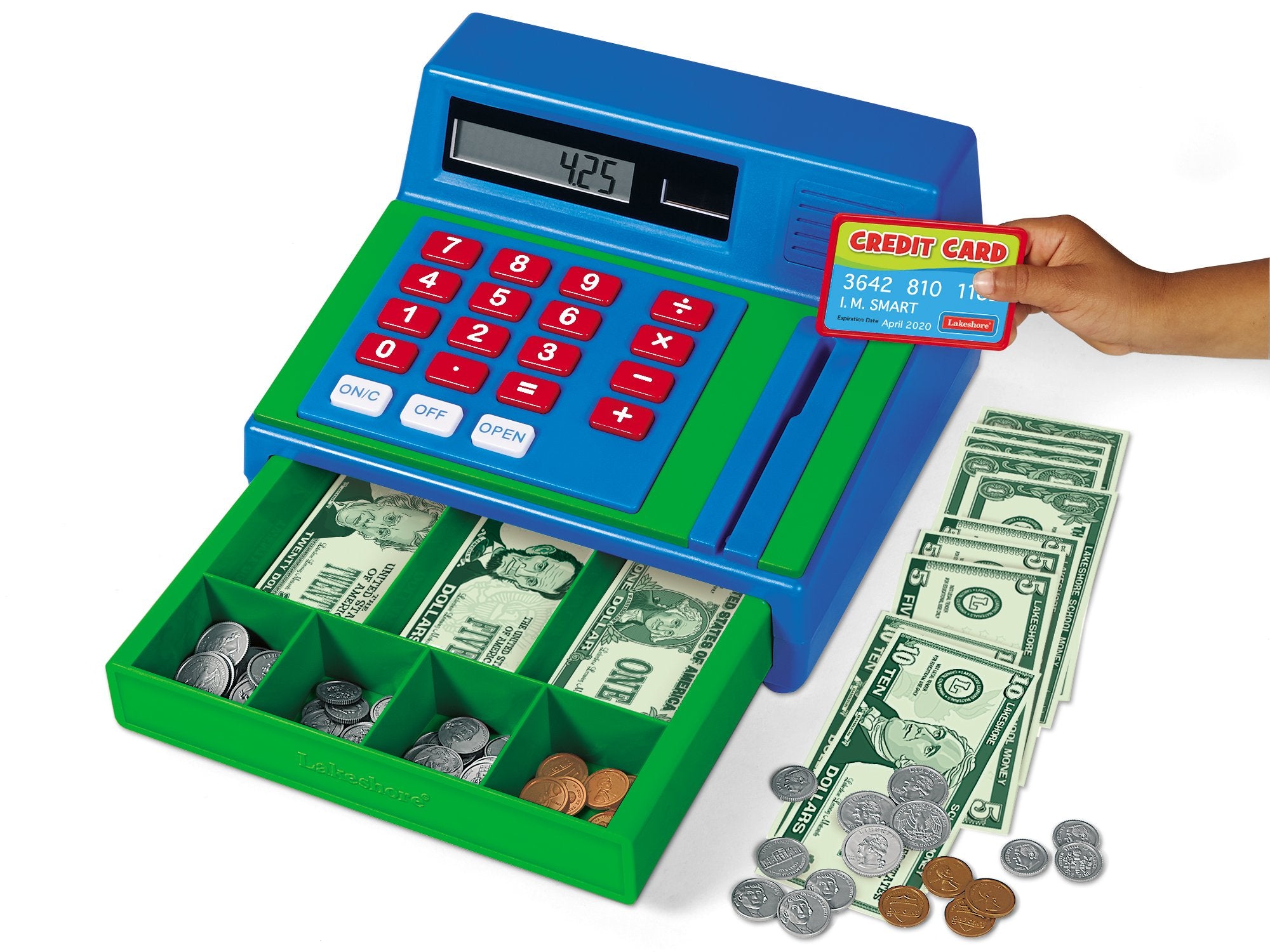 Lakeshore real-working cash register for pretend purchases and early math practice