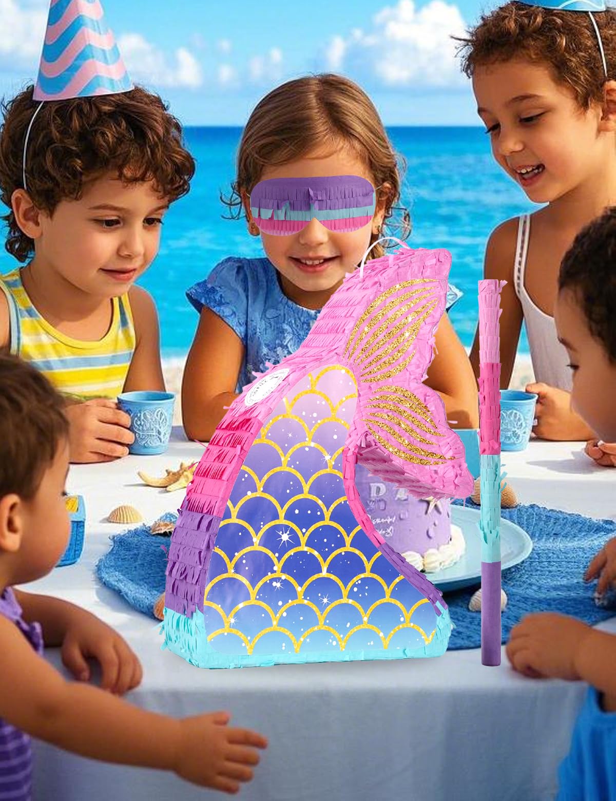 LAKINGO mermaid pinata ocean-theme party décor suitable for birthdays and celebrations.