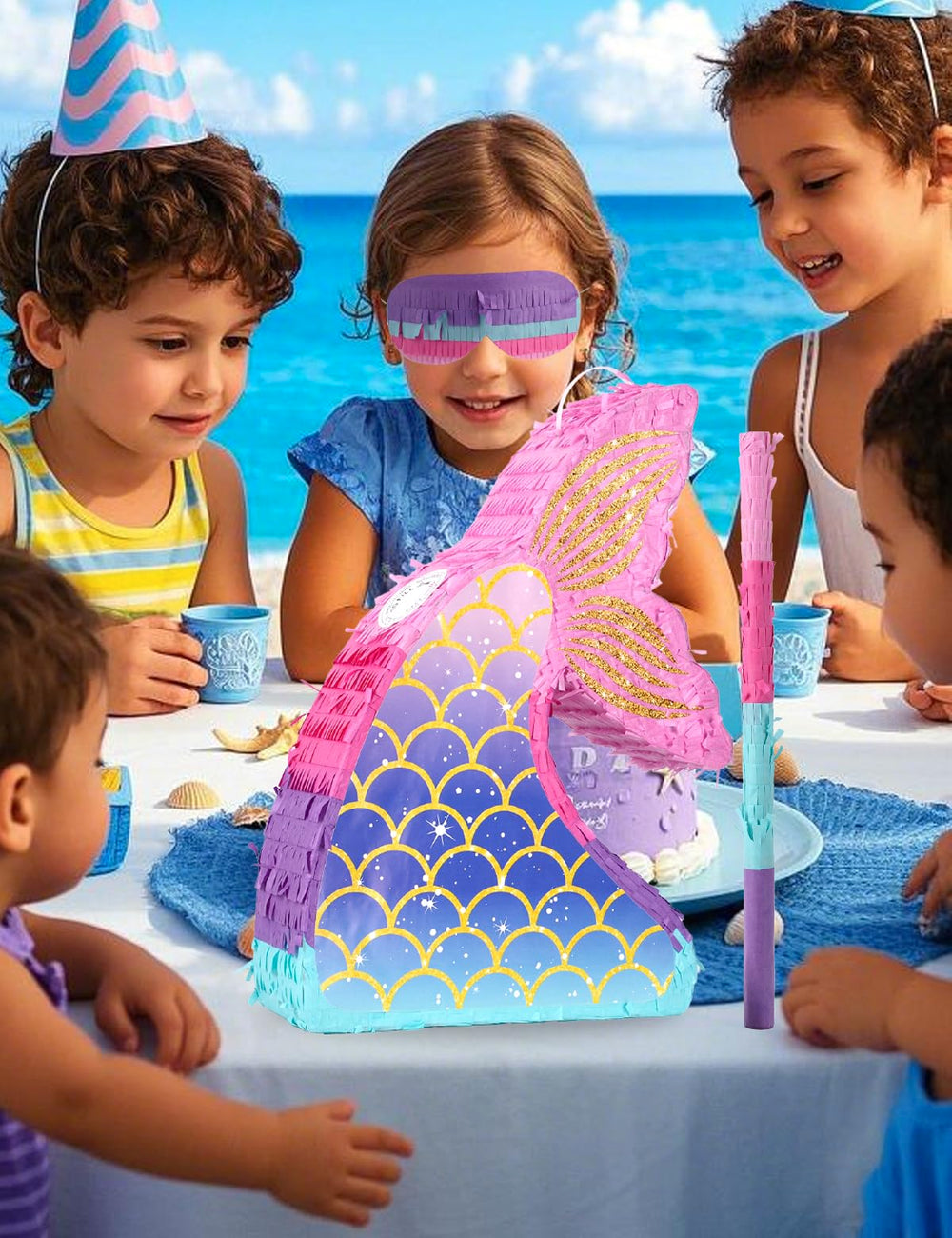 LAKINGO mermaid pinata ocean-theme party décor suitable for birthdays and celebrations.