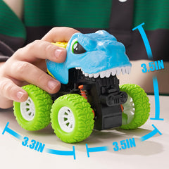Lalalark 360-degree rotation dino truck shows dynamic play and control.