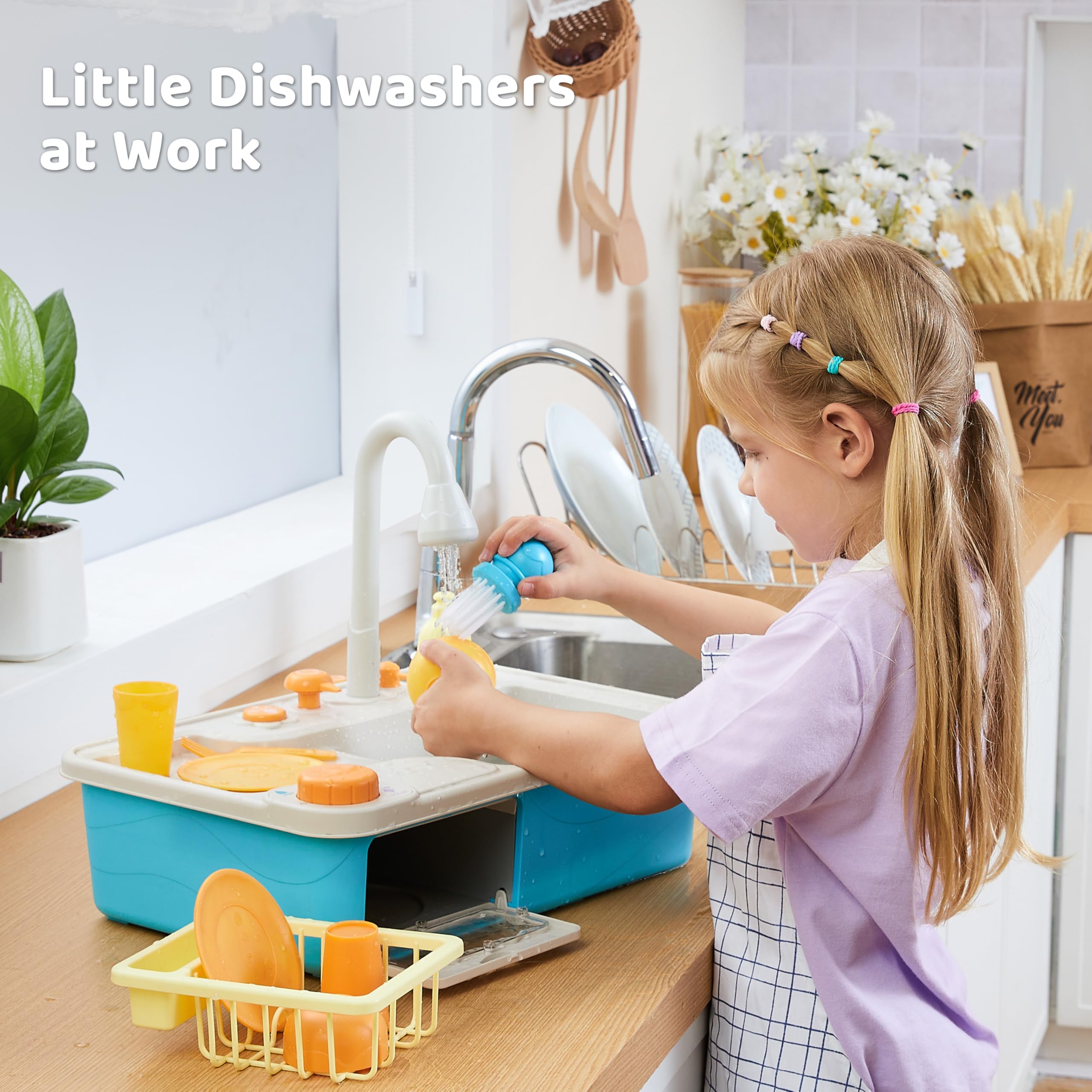 Lalalark included dish rack keeps play dishes organized