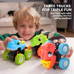 Lalalark friction-power dino car demonstrates pull-back action and smooth motion.