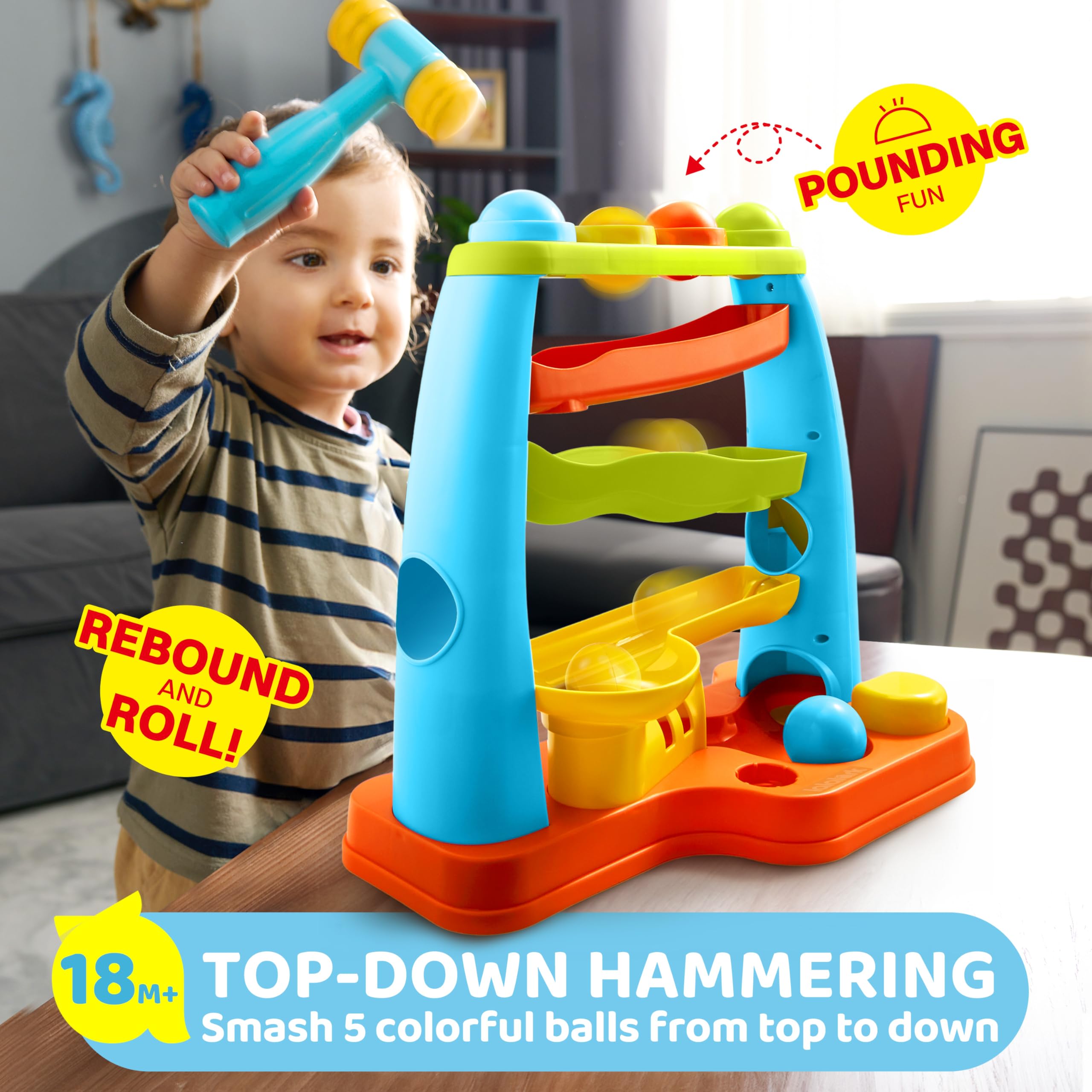 lalalark hammer pound action, child-friendly grip supports fine motor skills