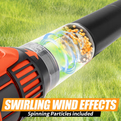 Lalalark Mighty Force leaf blower battery compartment detail for authentic power-on experience.