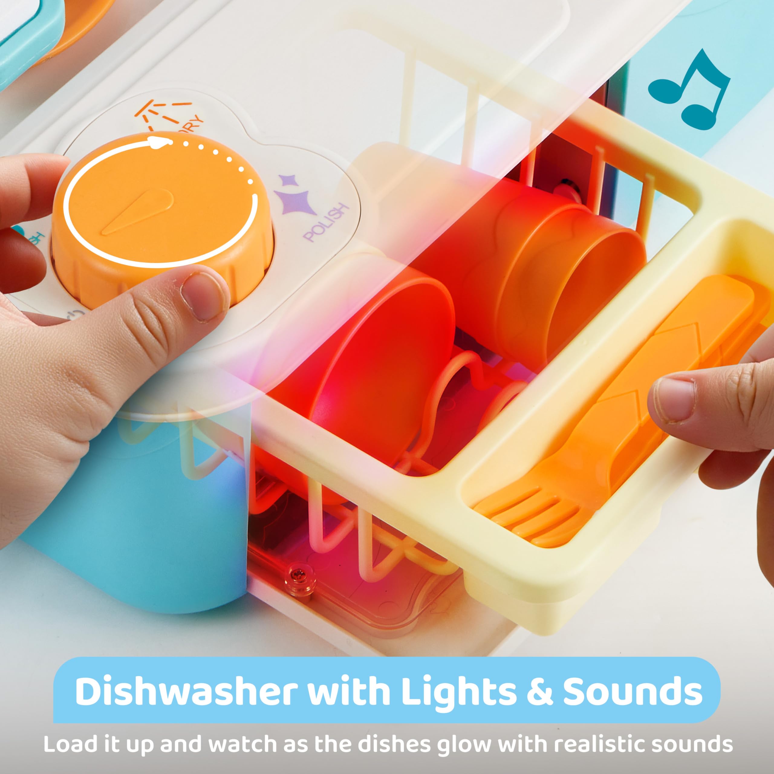 Lalalark three dishwasher modes with lights and sounds