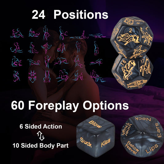 Lalamingo black 12-sided dice closeup, ideal for inventive romantic prompts.