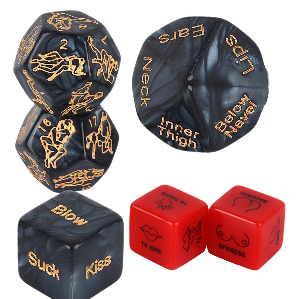 Lalamingo date night dice set front view in black and red, promoting playful evenings.
