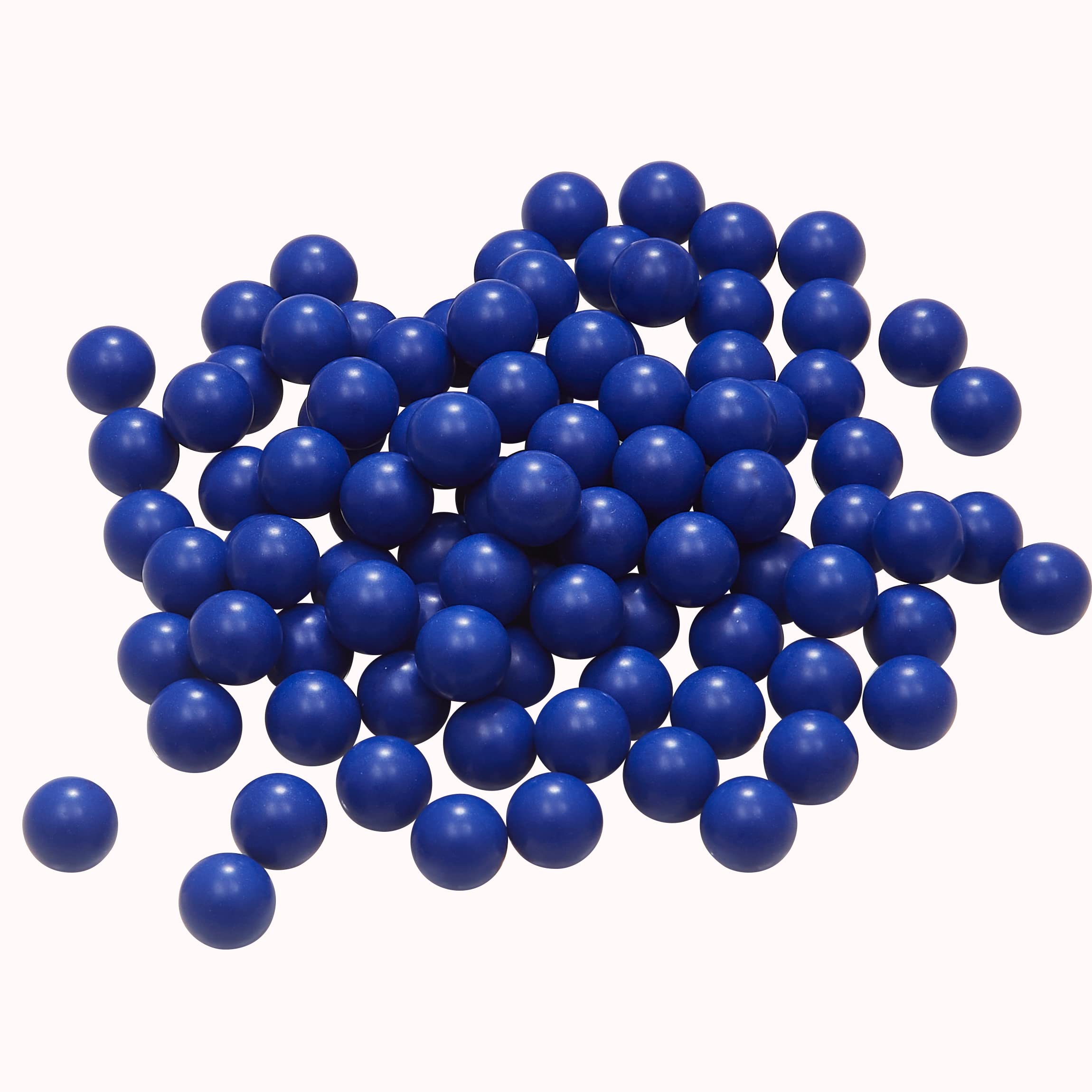 Lambid blue nylon paintball pellets in use; high visibility for practice.