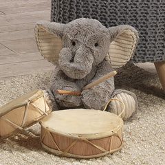 Lambs & Ivy Jett plush elephant with embroidered eyes for safe visual detail.