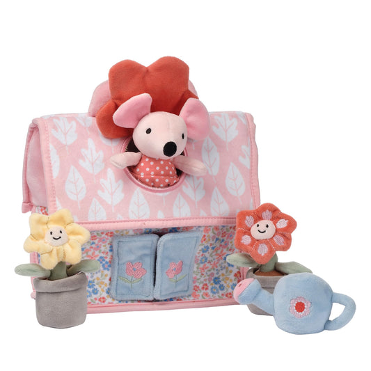 Lambs & Ivy mouse plush with polka-dot dress supports role-play