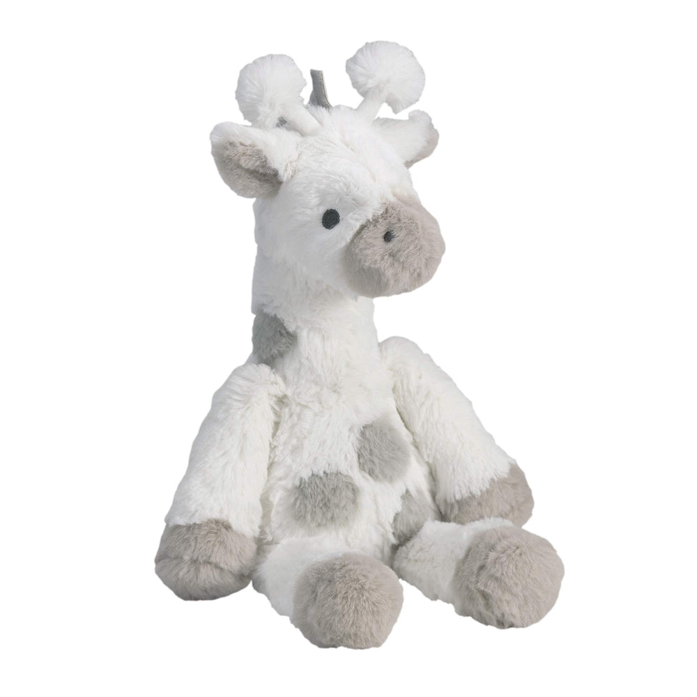 Lambs Ivy Millie soft minky fabric close-up, gray spots enhance tactile coziness.