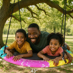 LAMERGE tree saucer swing 48in seat supports larger groups outdoors