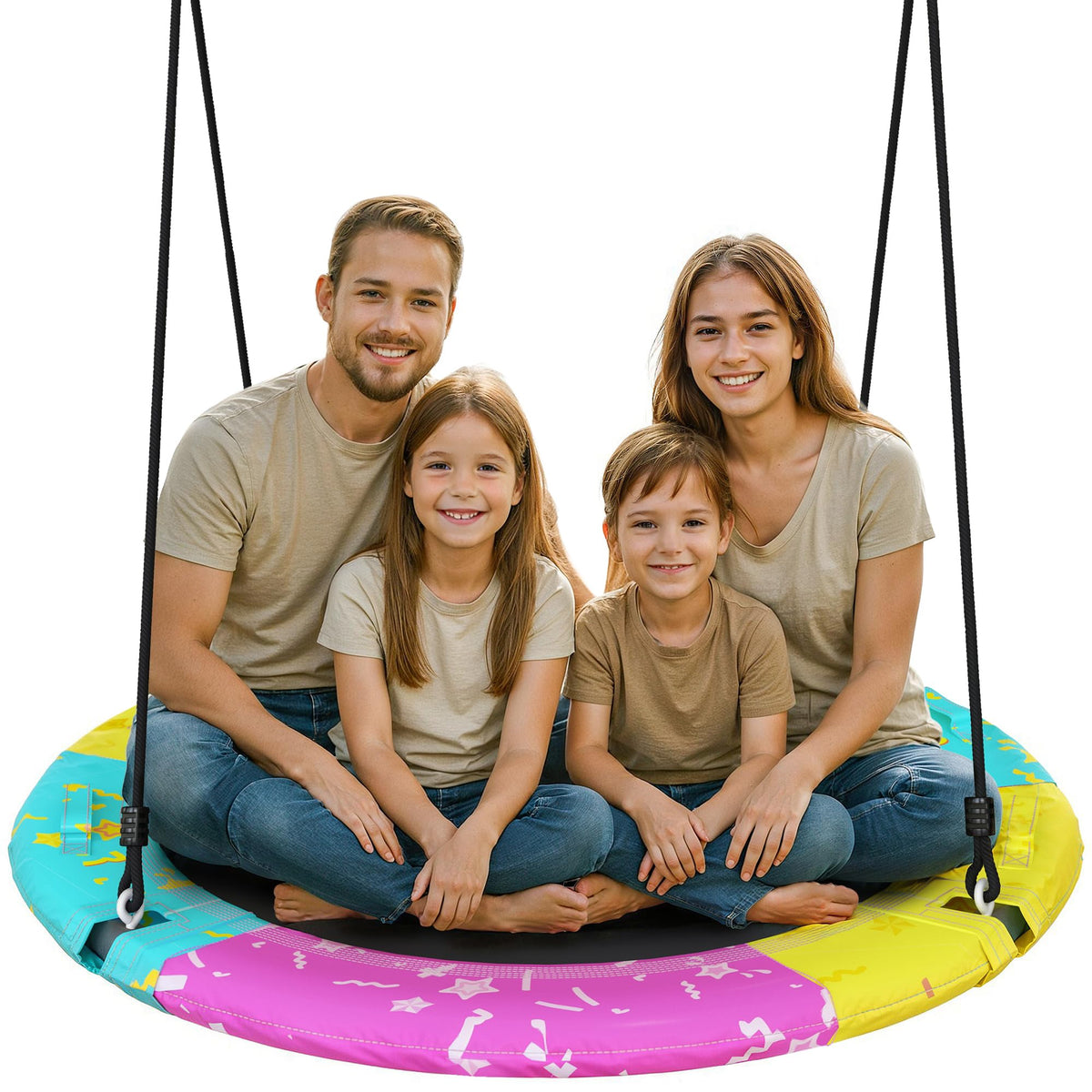 LAMERGE tree saucer swing with a wide seat for family backyard fun.