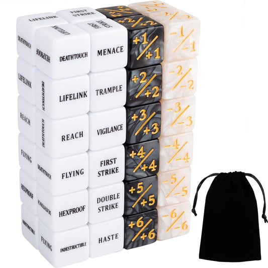 LAMJAM 48-piece abilities dice set for MTG with keyword dice for quick reference