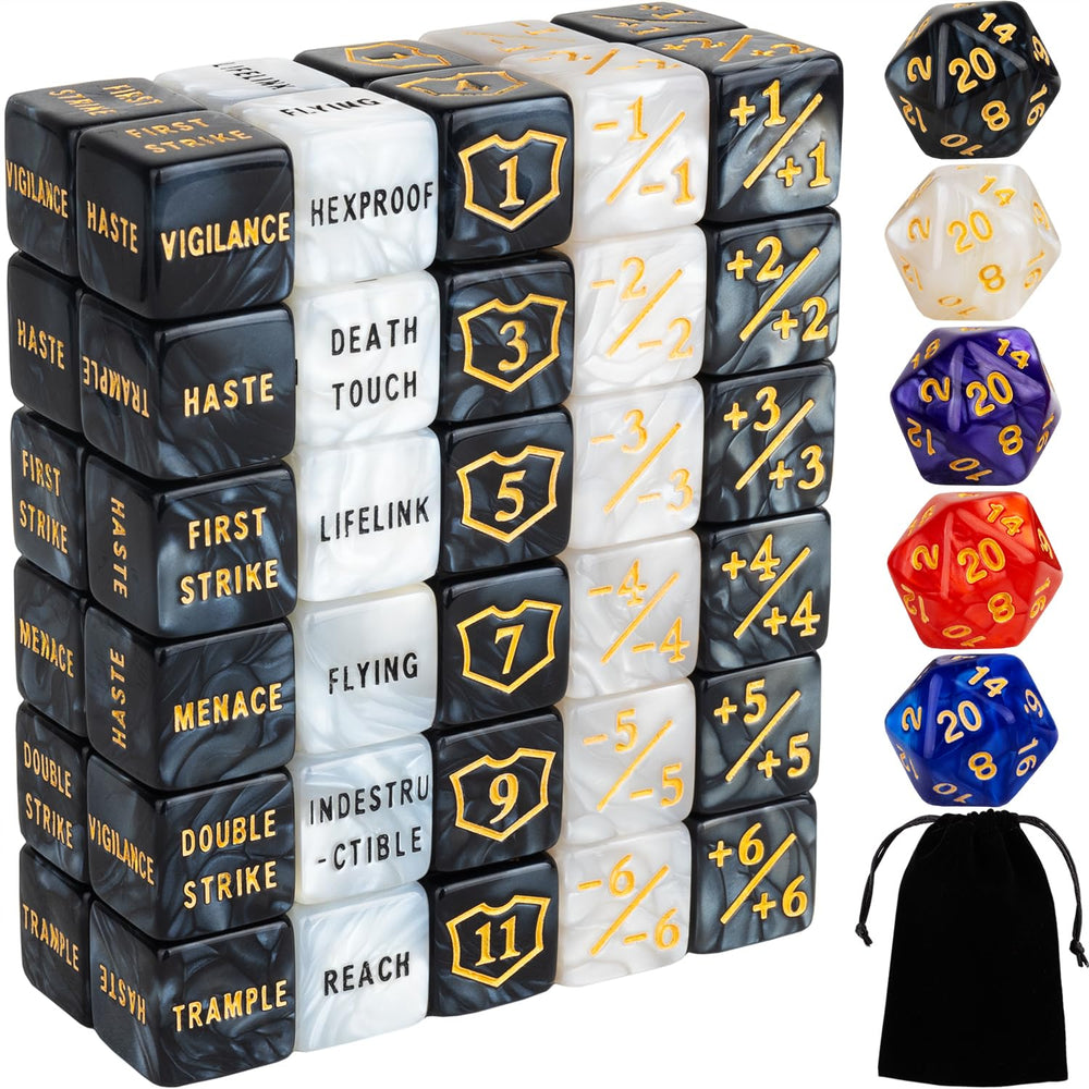 LAMJAM 65-piece MTG dice counters set for precise life tracking during games