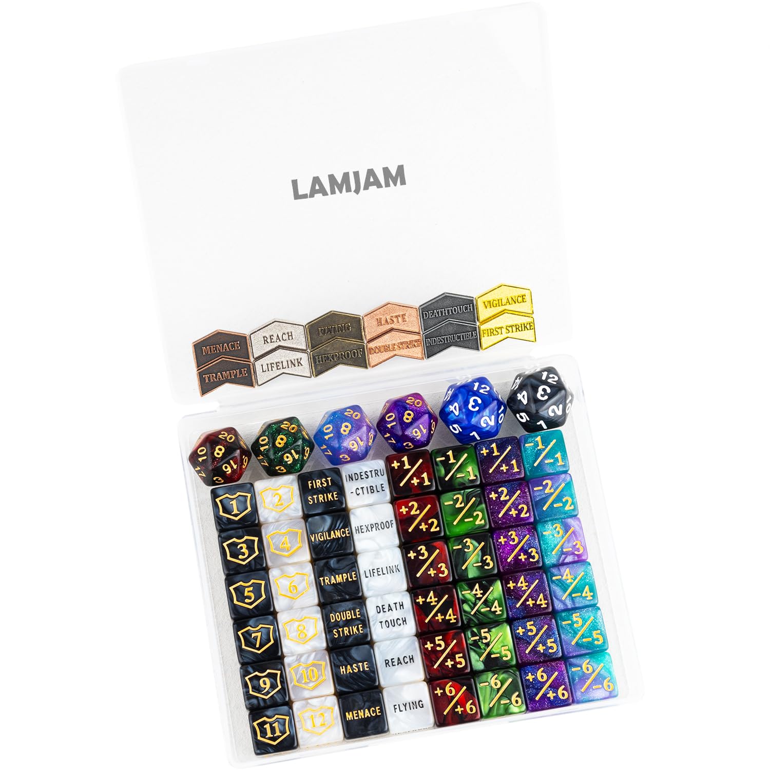 LAMJAM 66pcs dice counters set for MTG and TCG games