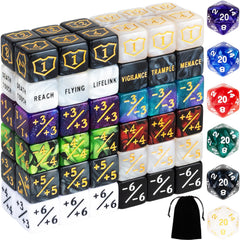 LAMJAM 78-piece MTG dice counters set with velvet pouch for easy game tracking