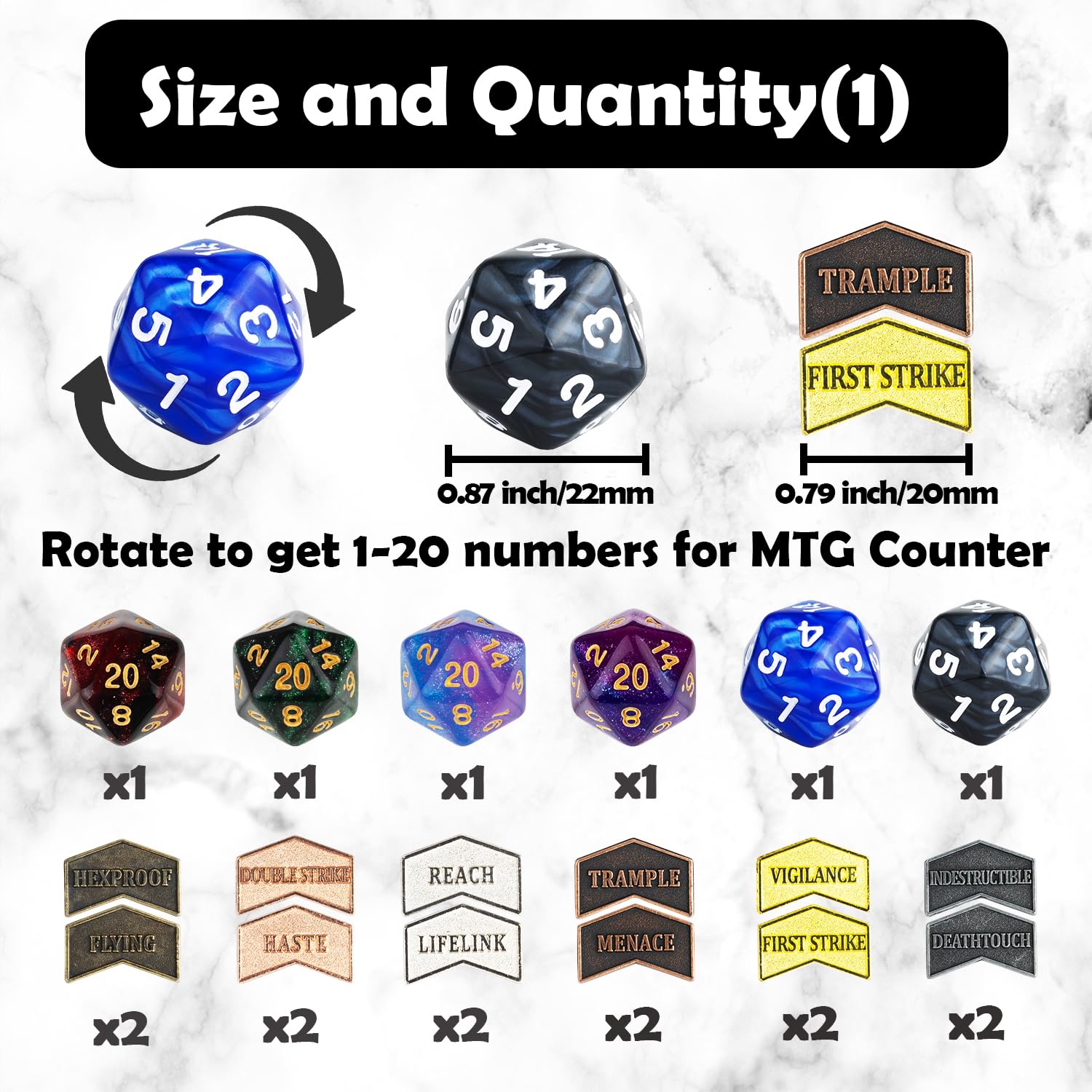 LAMJAM D20 spindown dice for life totals in MTG play
